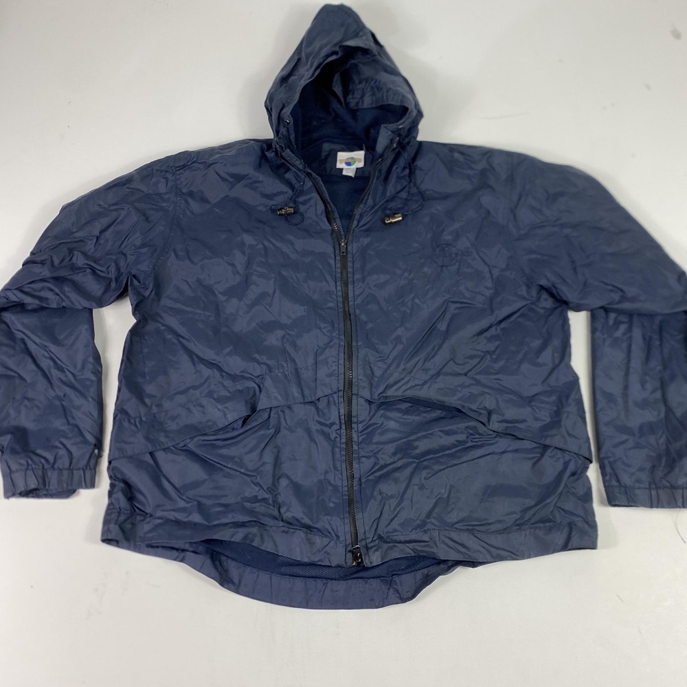 Vintage Universal Studios Jacket Mens Large Blue Hooded Windbreaker Full Zip